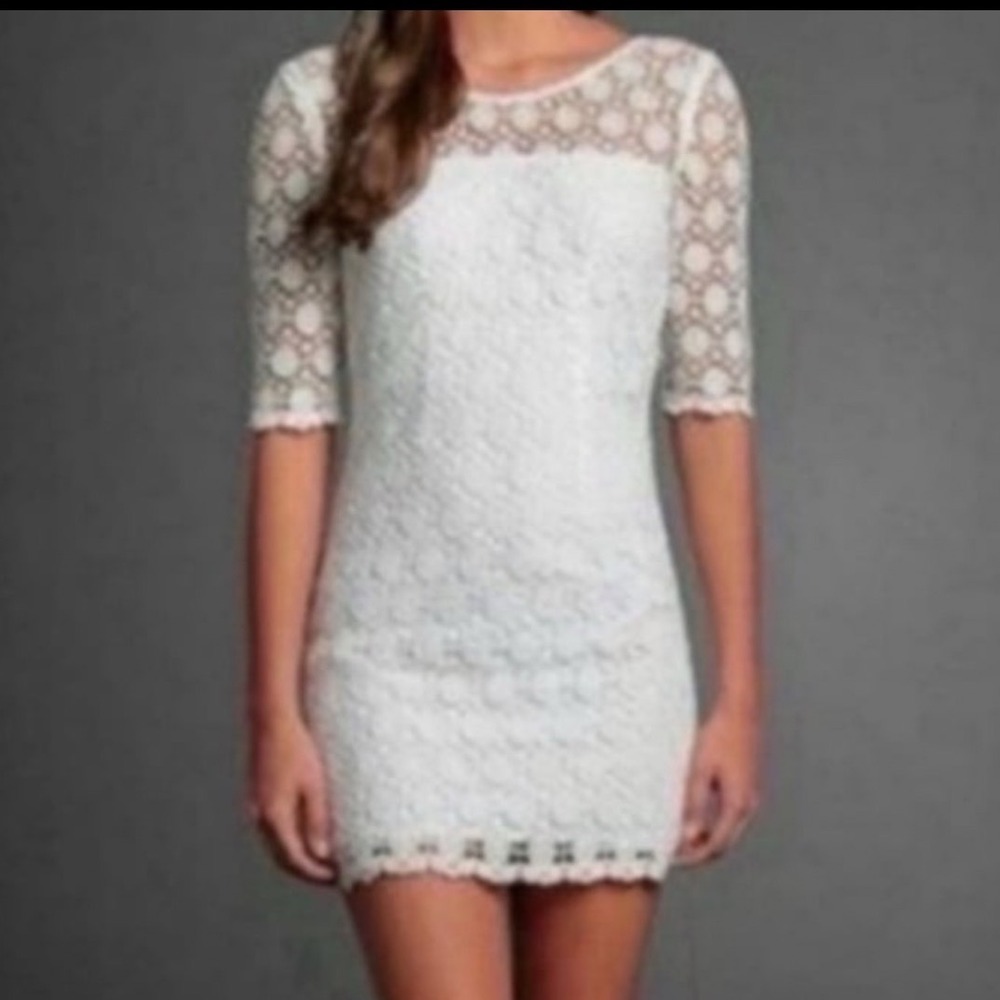 Abercrombie Lace Crochet White Mini Dress Bridal Bachelorette Size 4